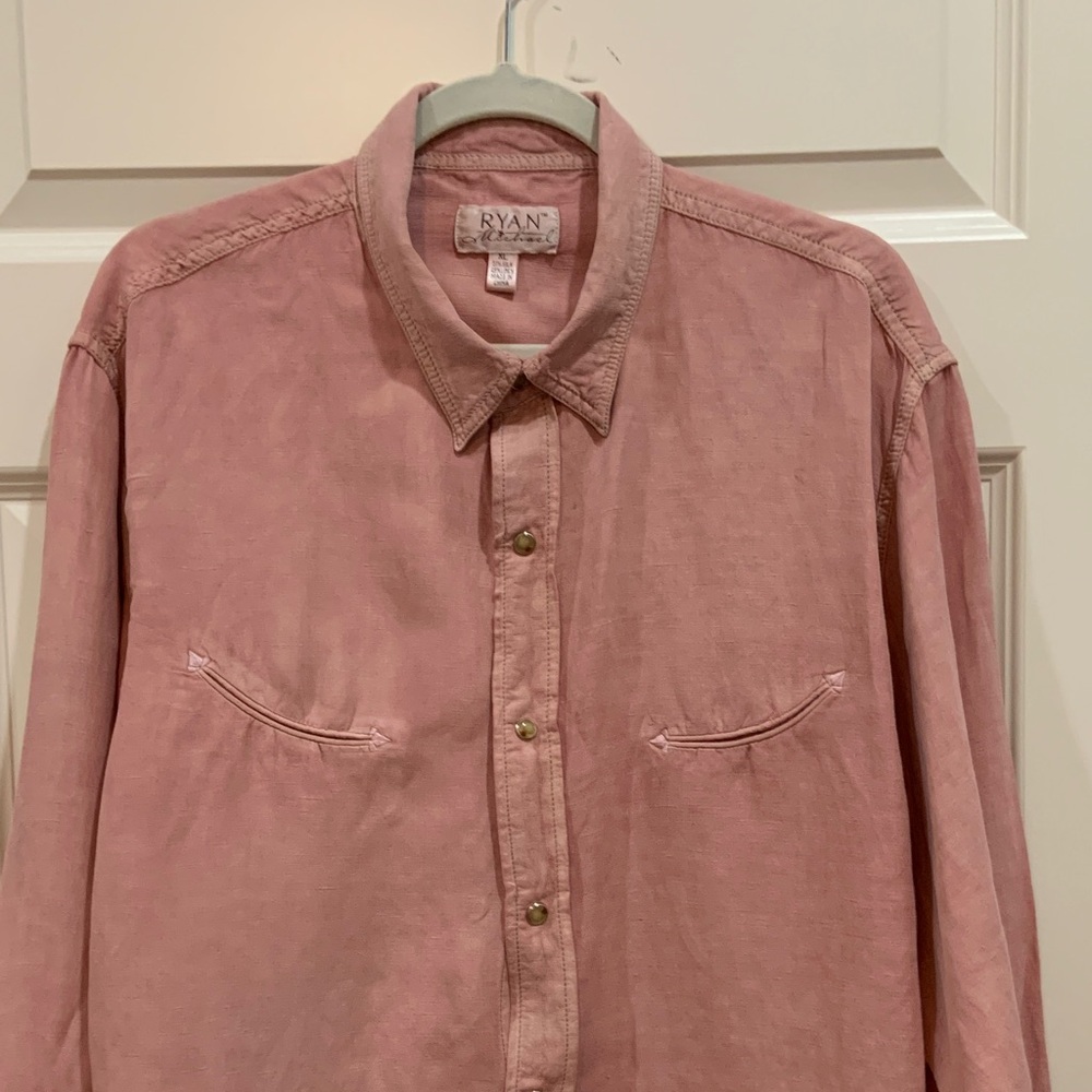Ryan Michael Faded Dusty Pink Pearl Snap Western Shirt  Men’s XL